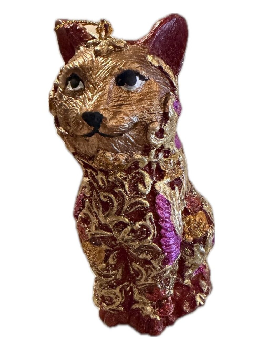 Hand-Painted Cloisonné Sitting Kitty Christmas Ornament/NWOT